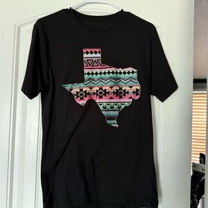 Black T-Shirt with Texas Tribal Design